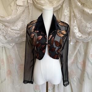 90s sheer bolero with velvet trim Sz. M/L